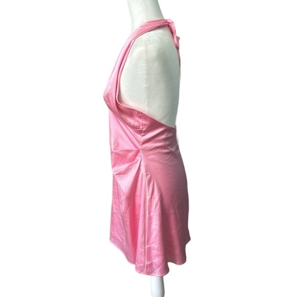 Peppermayo Pink Satin Halter Mini Slip Dress Size 6 - Picture 2 of 14